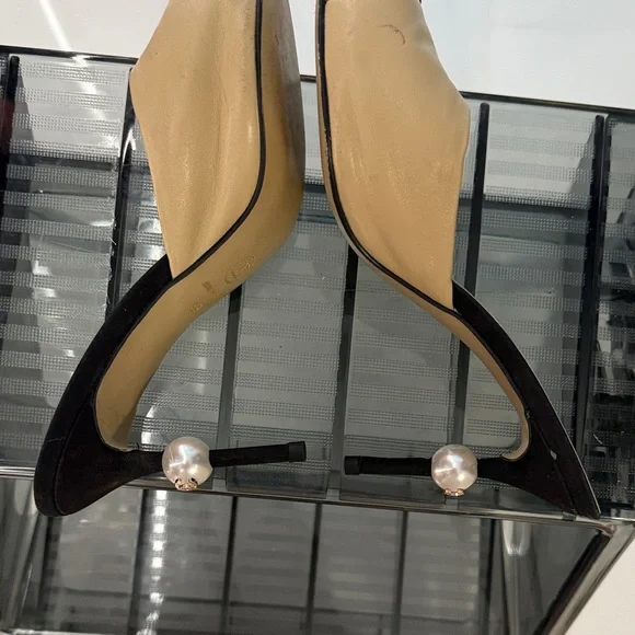 Women's Tan and Black Mules - Picture 3 of 4